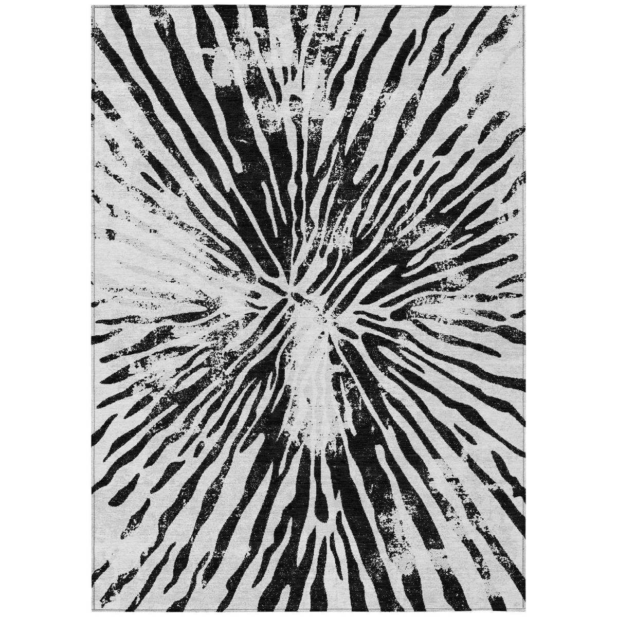 588013 8 x 10 ft. Abstract Washable Indoor & Outdoor Rectangle Area Rug, Ivory, Black & Gray