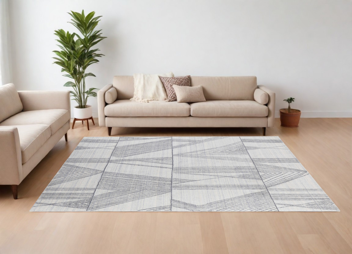 567853 8 x 10 ft. Abstract Hand Woven Rectangle Area Rug, Black & Ivory