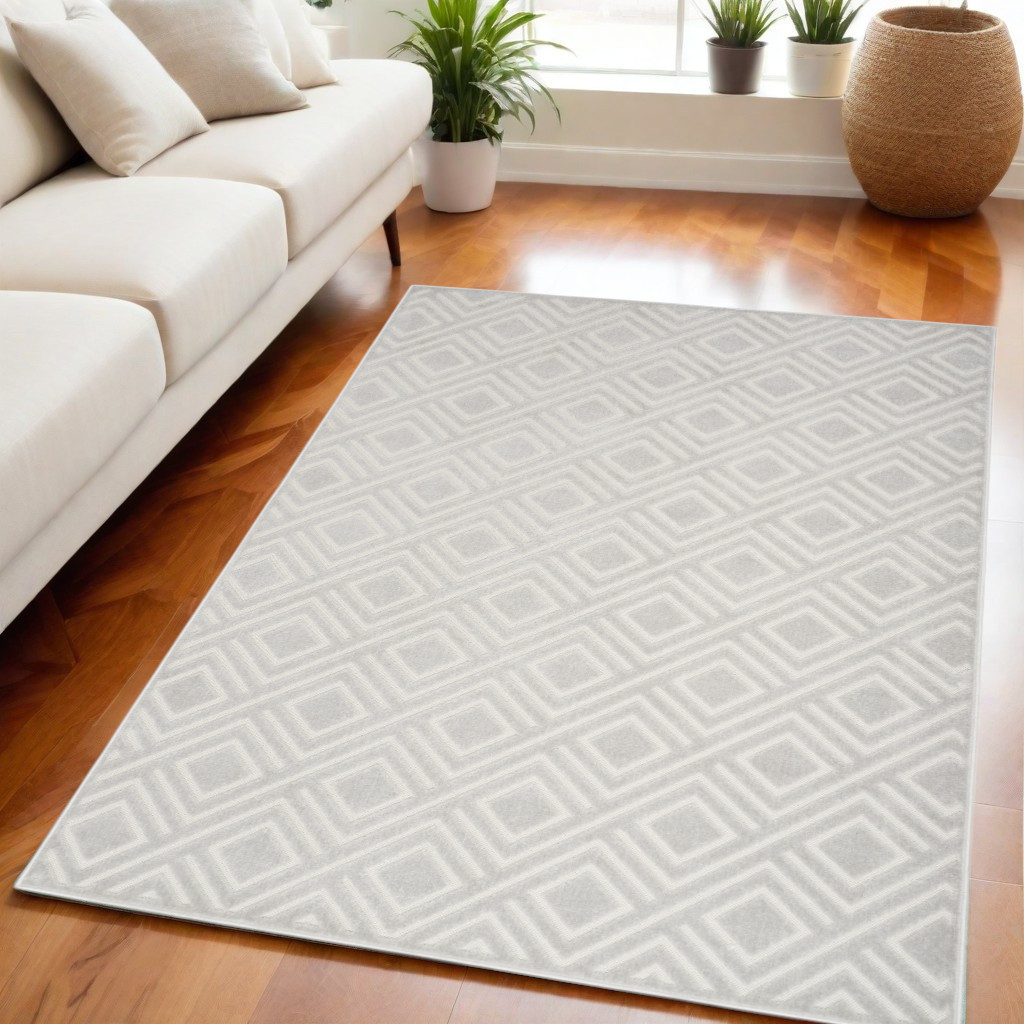 564042 5 x 7 ft. Geometric Rectangle Area Rug, Gray