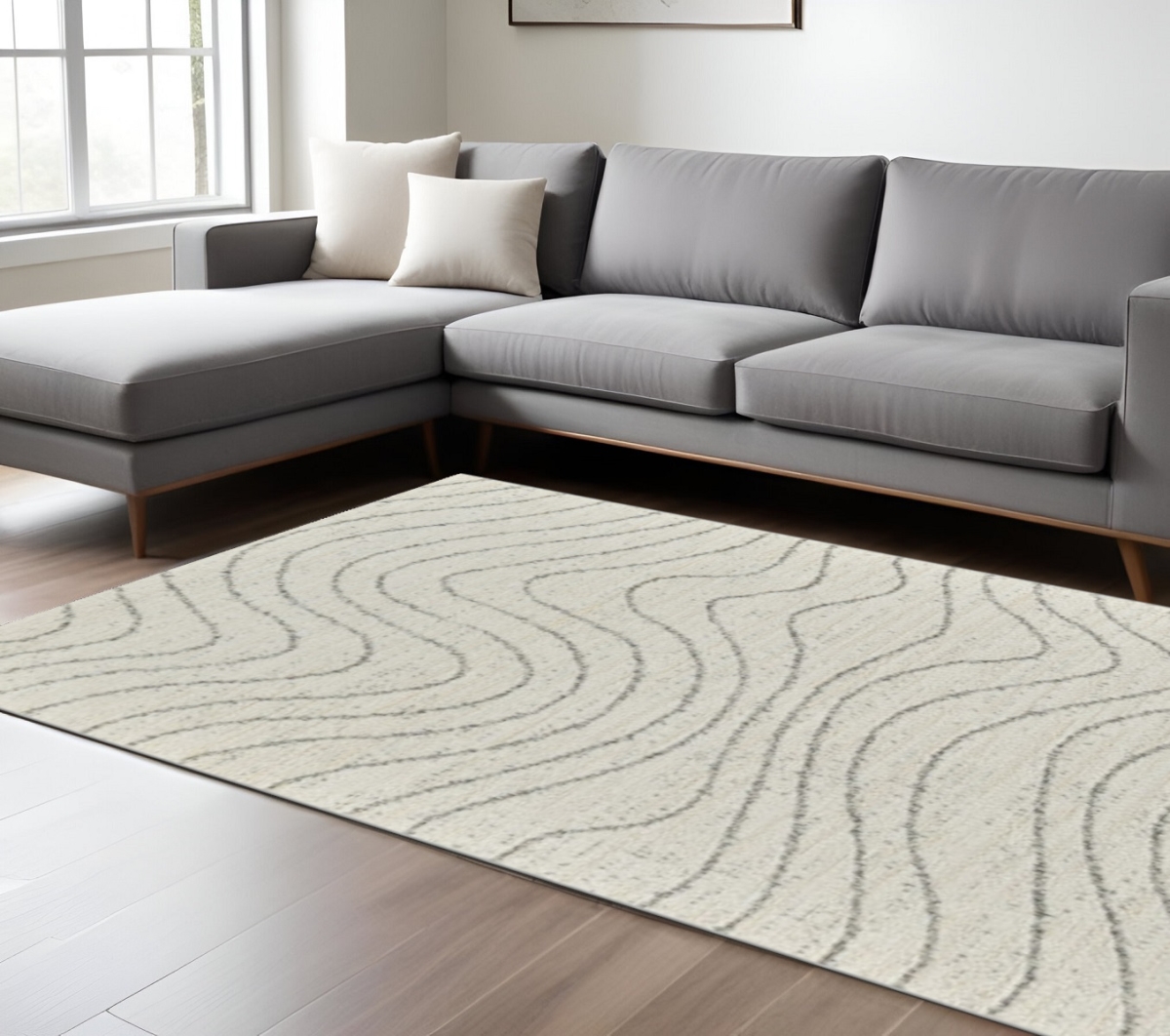 570066 8 x 11 ft. Abstract Rectangle Area Rug, Cream & Beige