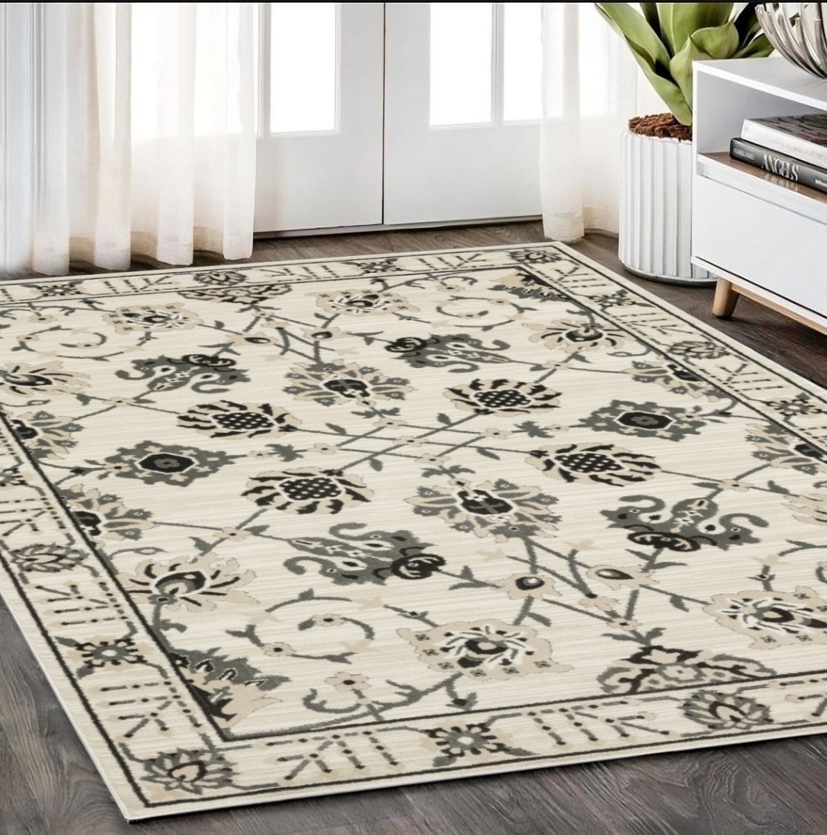 575441 5 x 8 ft. Oriental Rectangle Area Rug, Ivory & Gray
