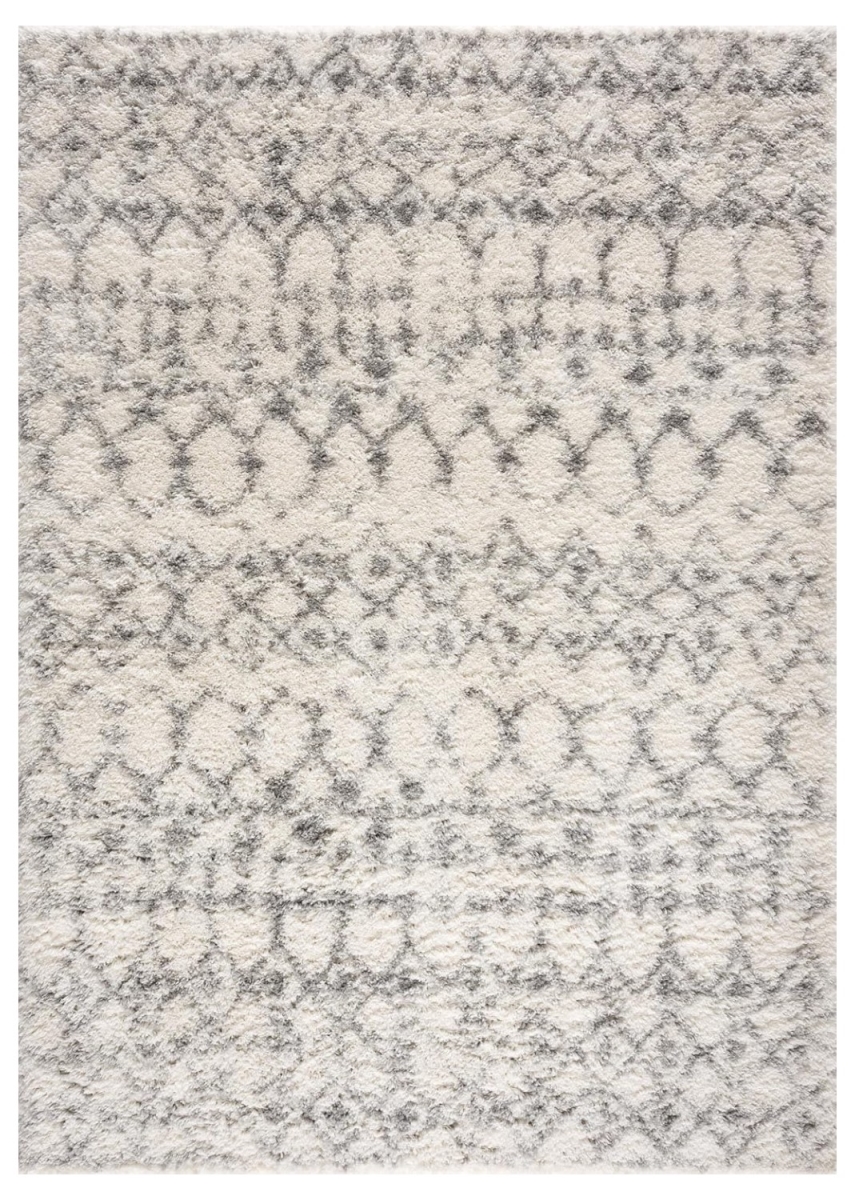 Picture of HomeRoots 487564 3 x 5 ft. Southwestern Shag Power Loom Distressed Rectangle Area Rug&#44; Gray & Ivory