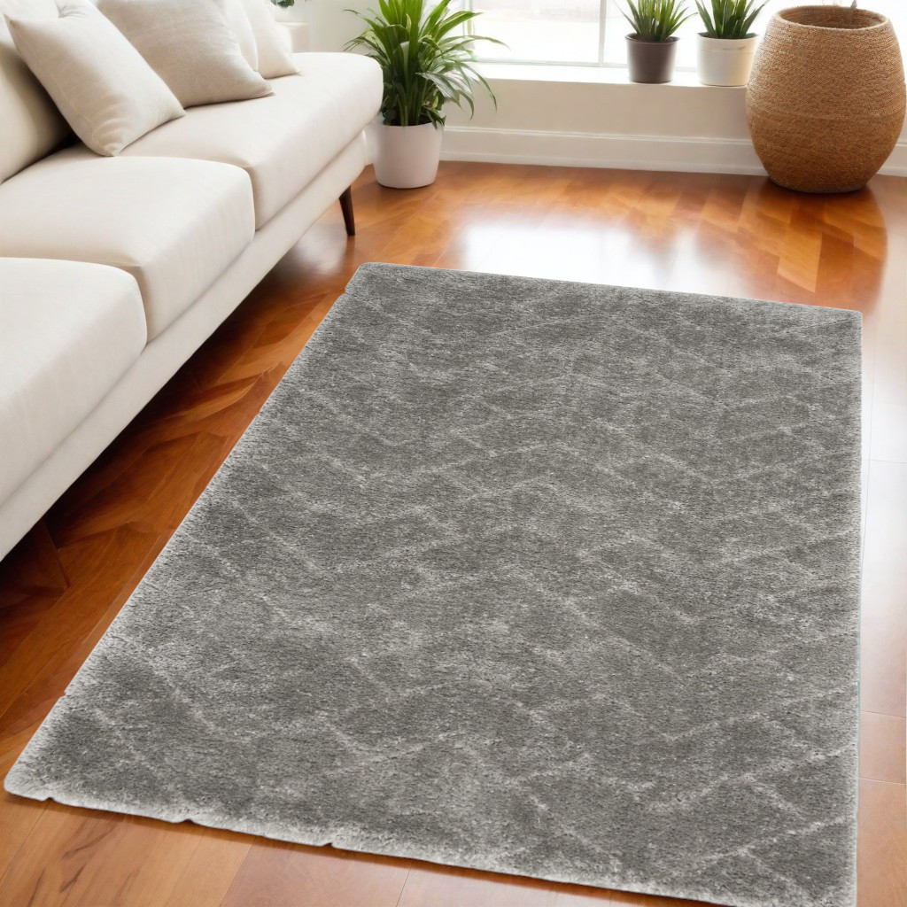 551120 5 x 7 ft. Shag Rectangle Area Rug, Gray