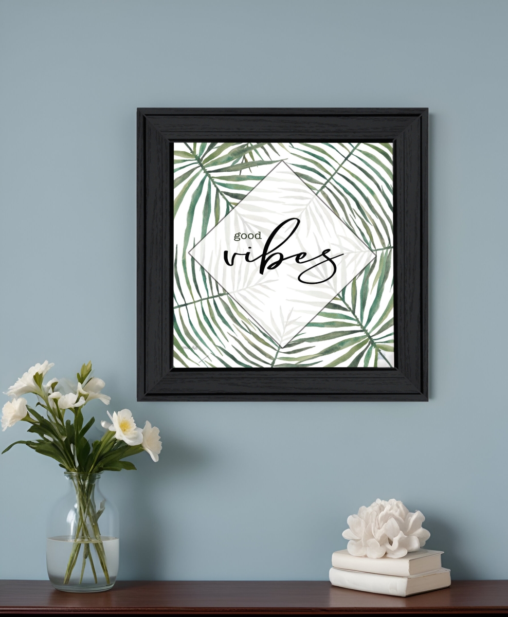 529742 Square Good Vibes Black Framed Print Wall Art