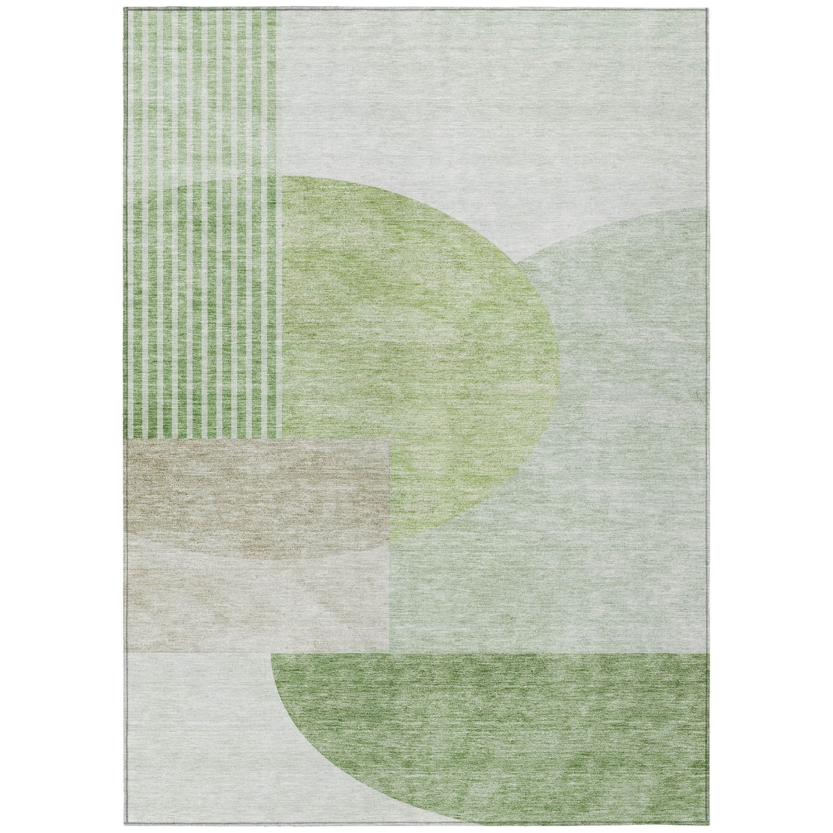 581298 10 x 14 ft. Geometric Washable Indoor & Outdoor Rectangle Area Rug, Olive Green & Artichoke Green