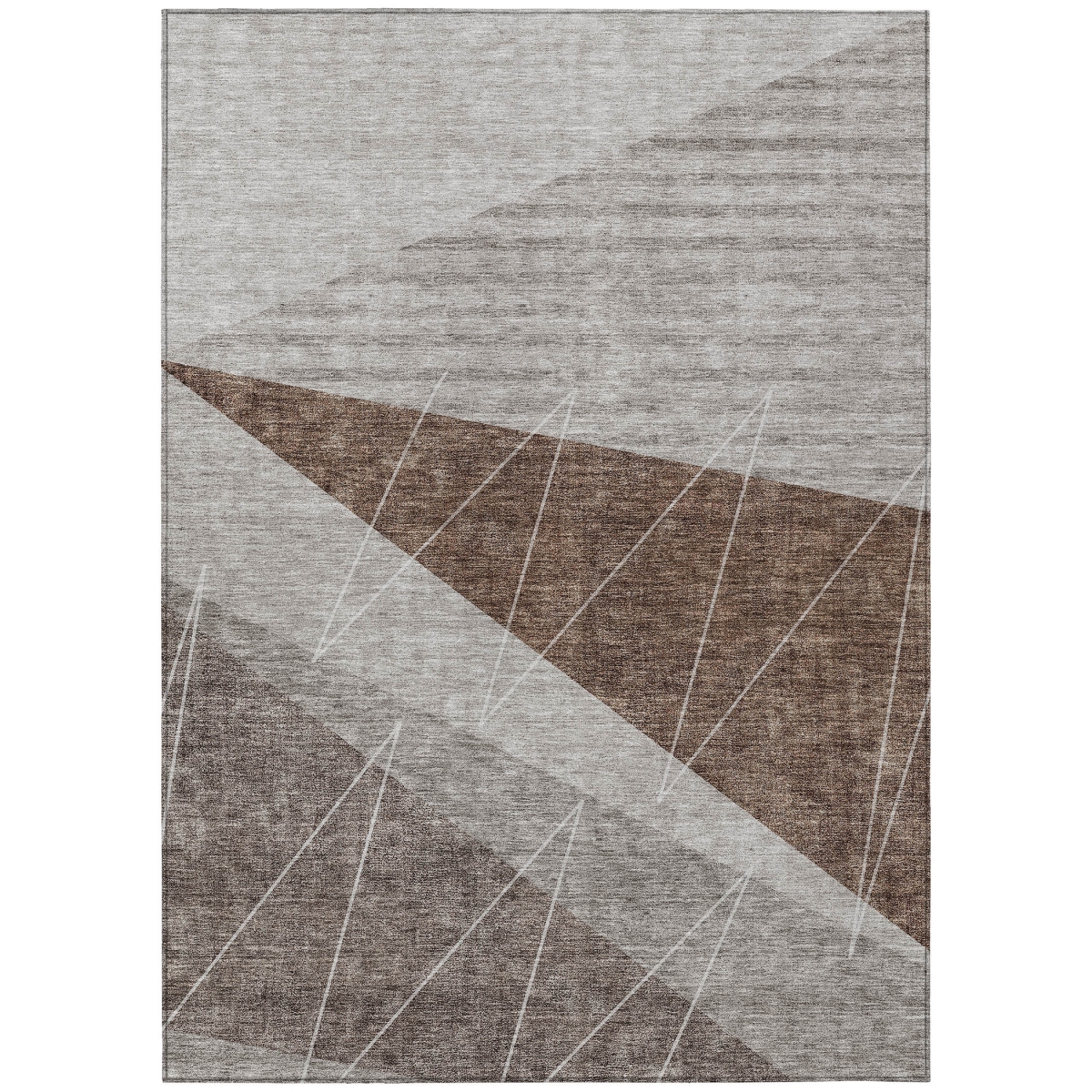 582471 5 x 8 ft. Geometric Washable Indoor & Outdoor Rectangle Area Rug, Gray, Silver & Taupe