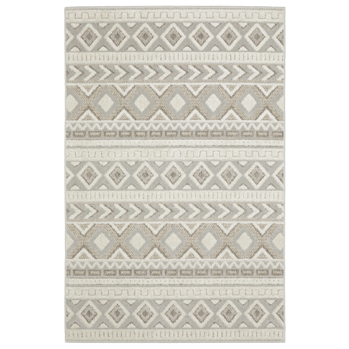 575462 5 x 8 ft. Tribal Rectangle Area Rug, Gray & Beige