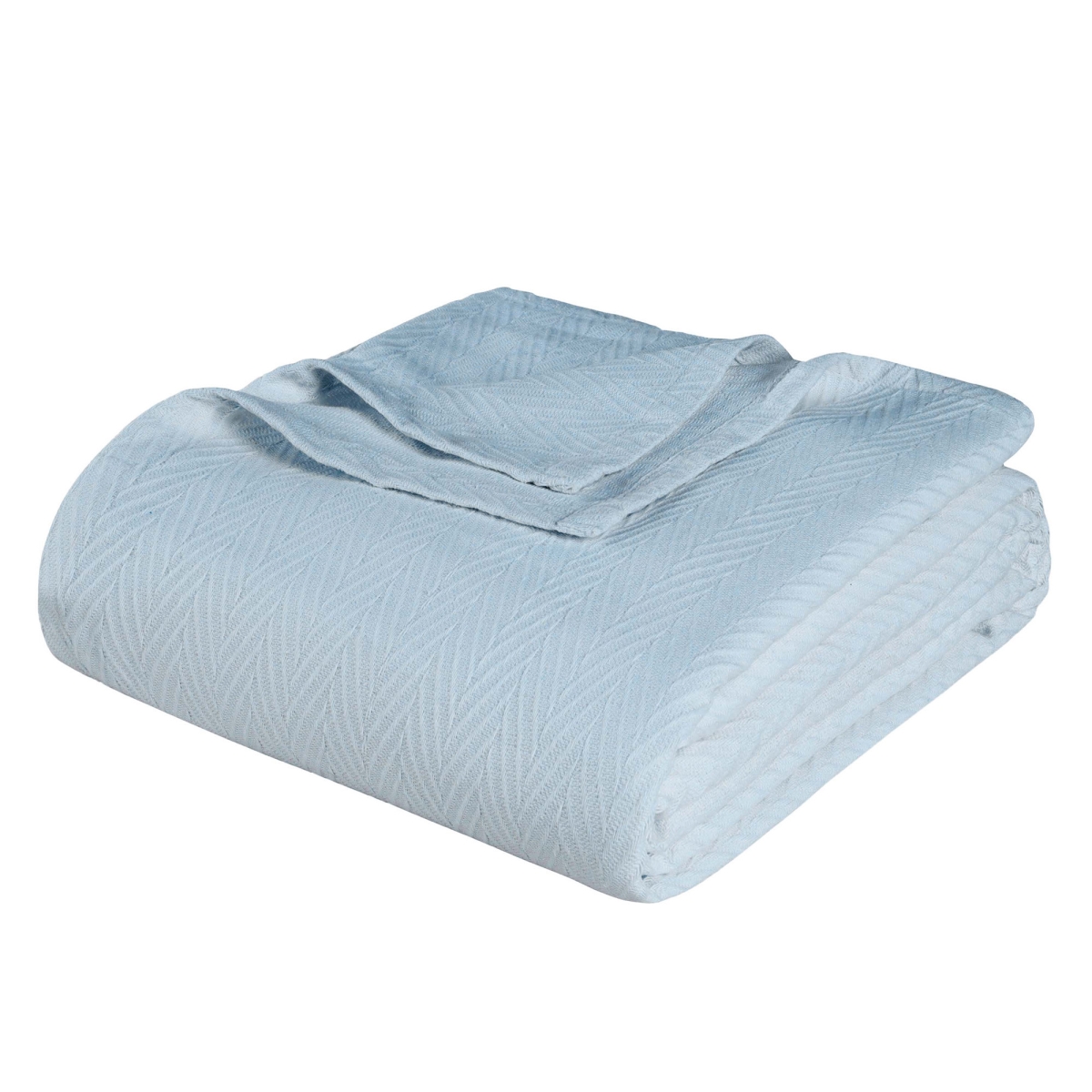 549250 King Size Light Blue Cotton Woven Chevron Blanket