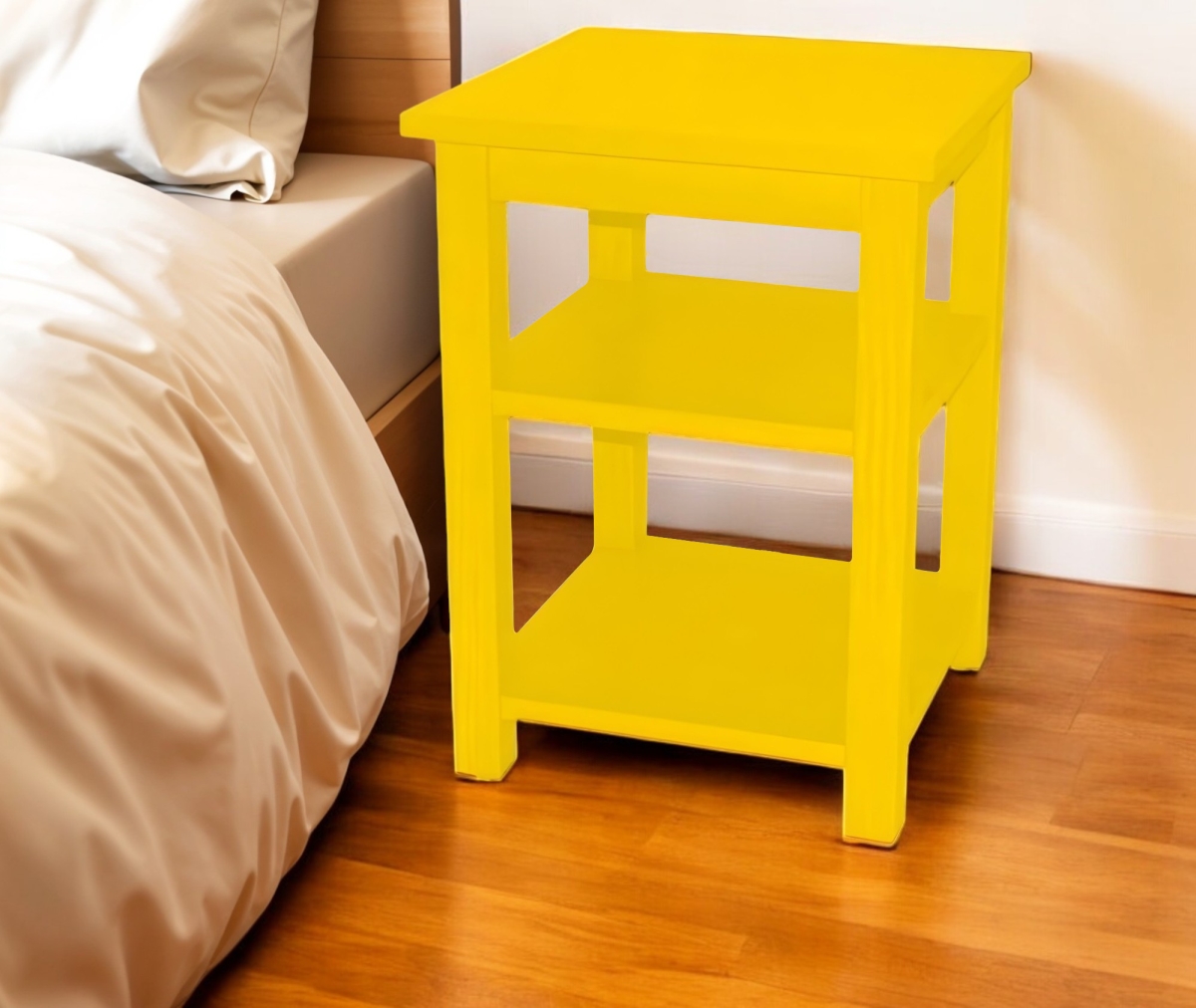 548315 Traditional 28 in. Yellow Solid Wood Nightstand