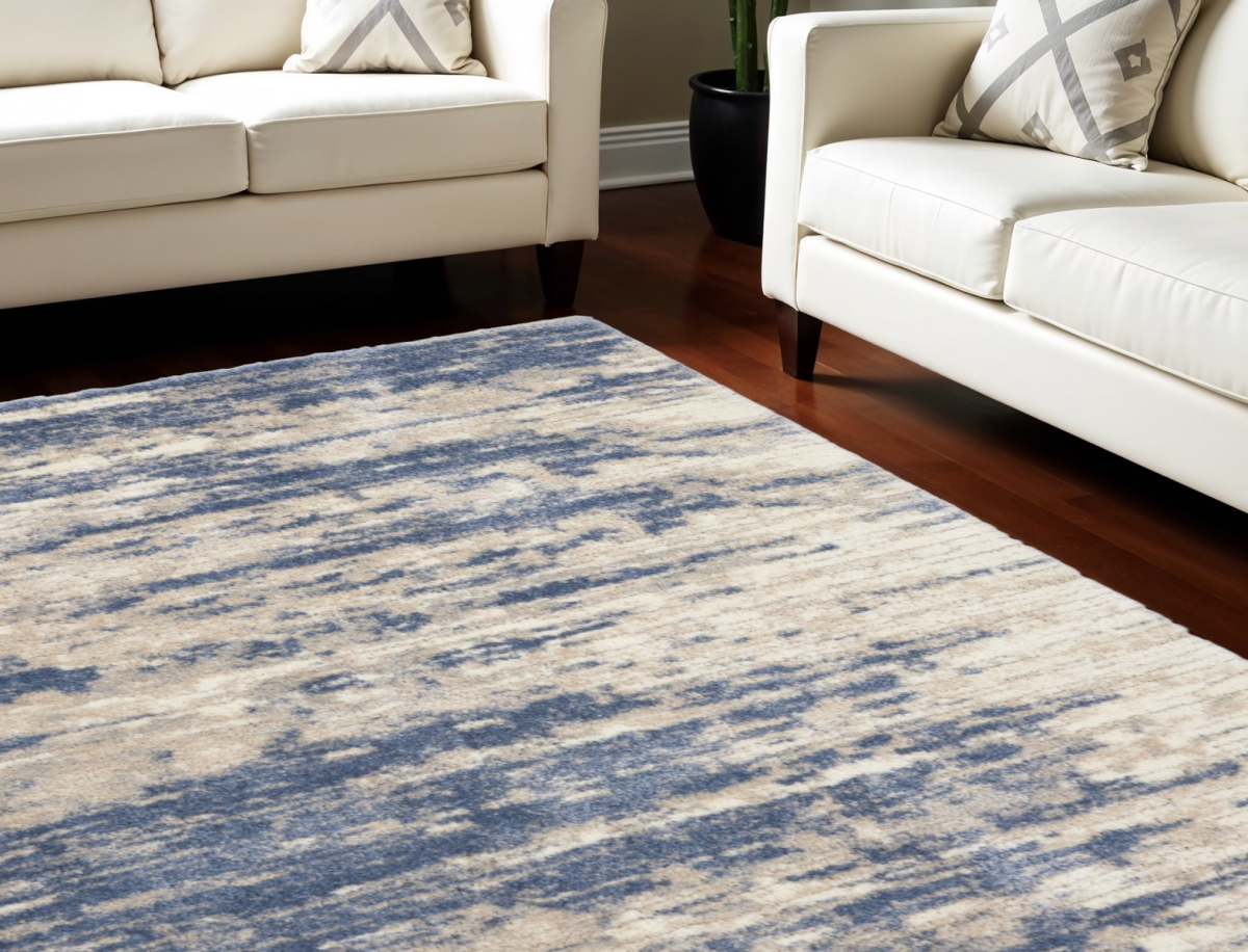 551267 7 x 9 ft. Abstract Shag Rectangle Area Rug - Light Blue, Gray & Beige