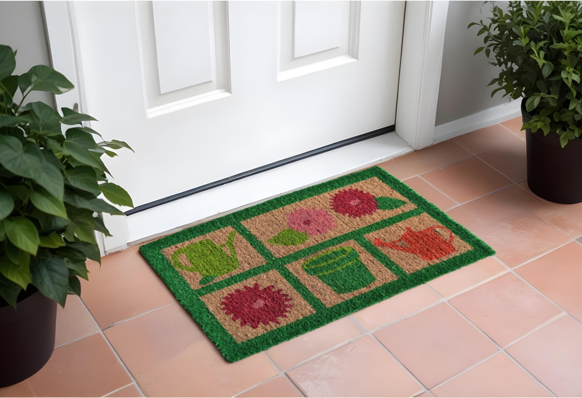 Brown Coir Garden Tools Door Mat - 18 x 30 in. - Eco-Friendly & Durable