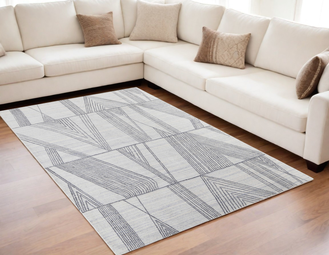 567852 5 x 8 ft. Abstract Hand Woven Rectangle Area Rug, Black & Ivory