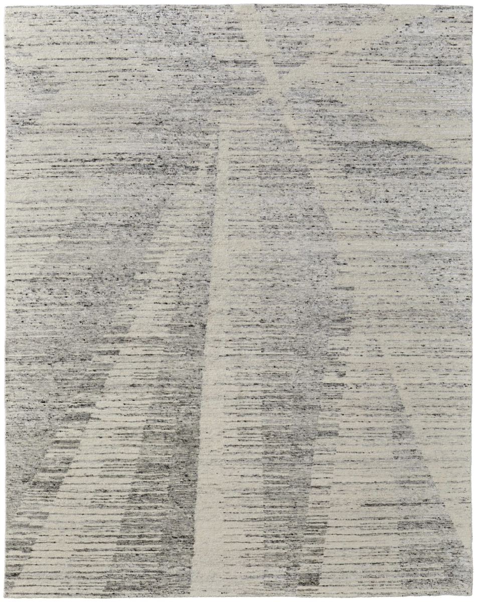 566651 3 x 5 ft. Abstract Hand Knotted Worn Faded Rectangle Area Rug, Ivory & Gray