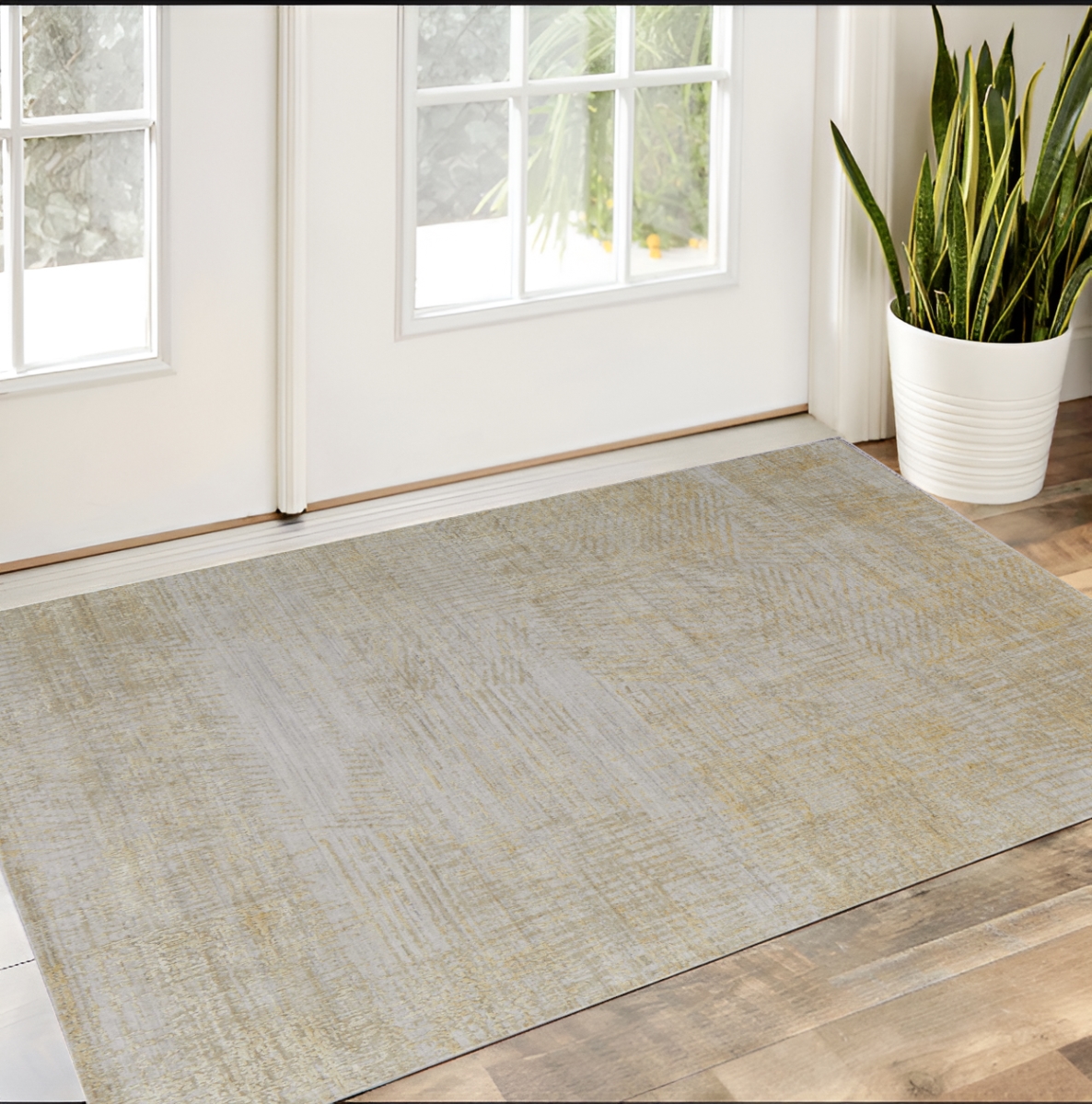 566983 3 x 5 ft. Abstract Hand Woven Rectangle Area Rug, Yellow & Ivory
