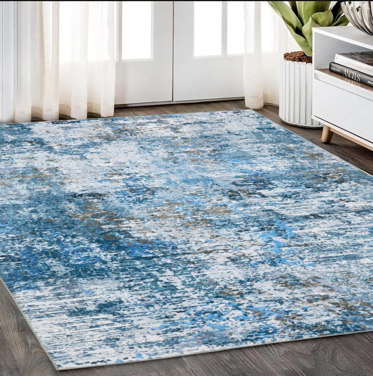 574990 5 x 7 ft. Abstract Distressed Rectangle Area Rug, Ivory