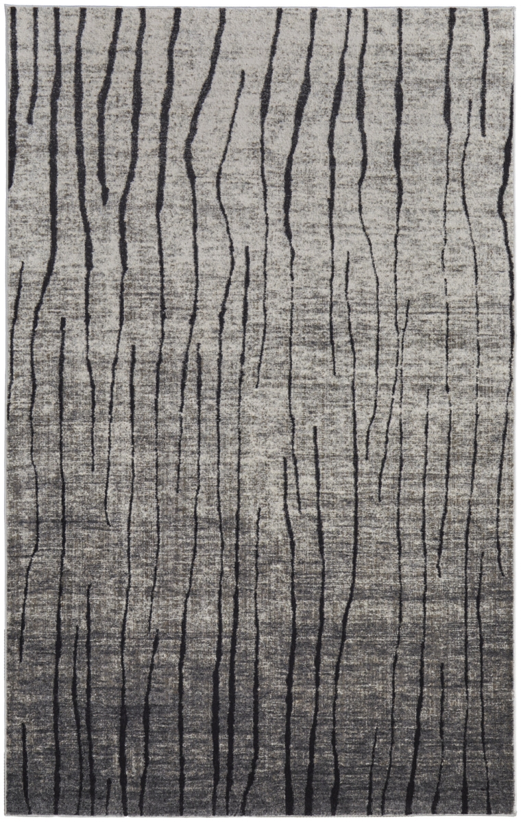 565959 4 x 6 ft. Abstract Power Loom Rectangle Area Rug, Gray & Black