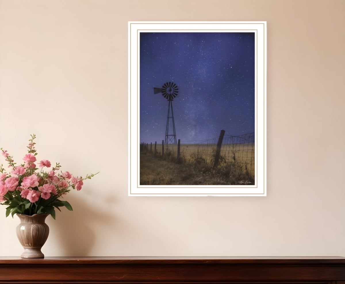 529992 Starlit Night White Framed Print Wall Art