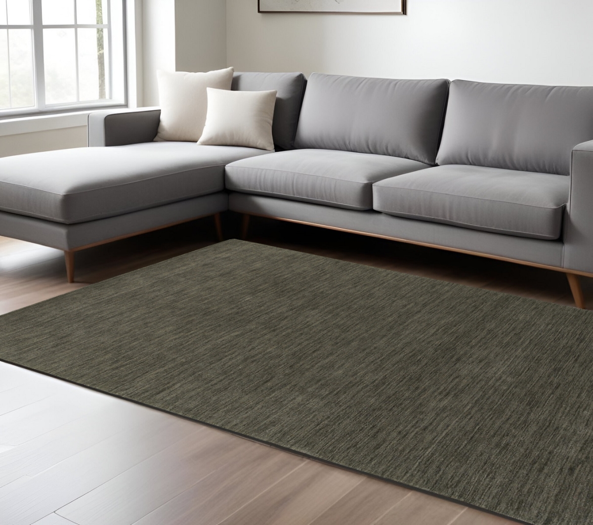 576278 8 x 10 ft. Wool Hand Tufted Rectangle Area Rug - Charcoal
