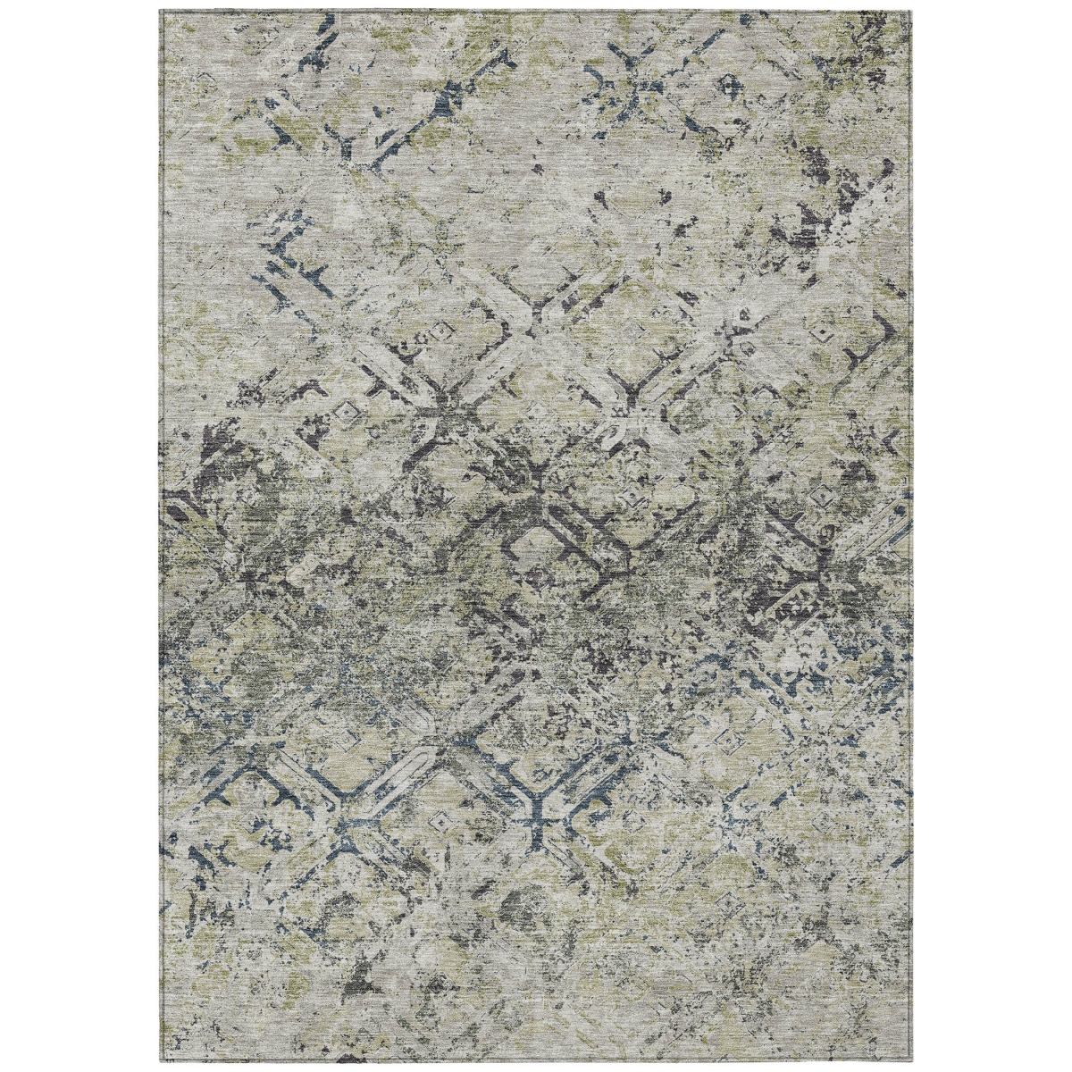 586111 8 x 10 ft. Geometric Washable Indoor & Outdoor Rectangle Area Rug, Silver, Gray & Charcoal