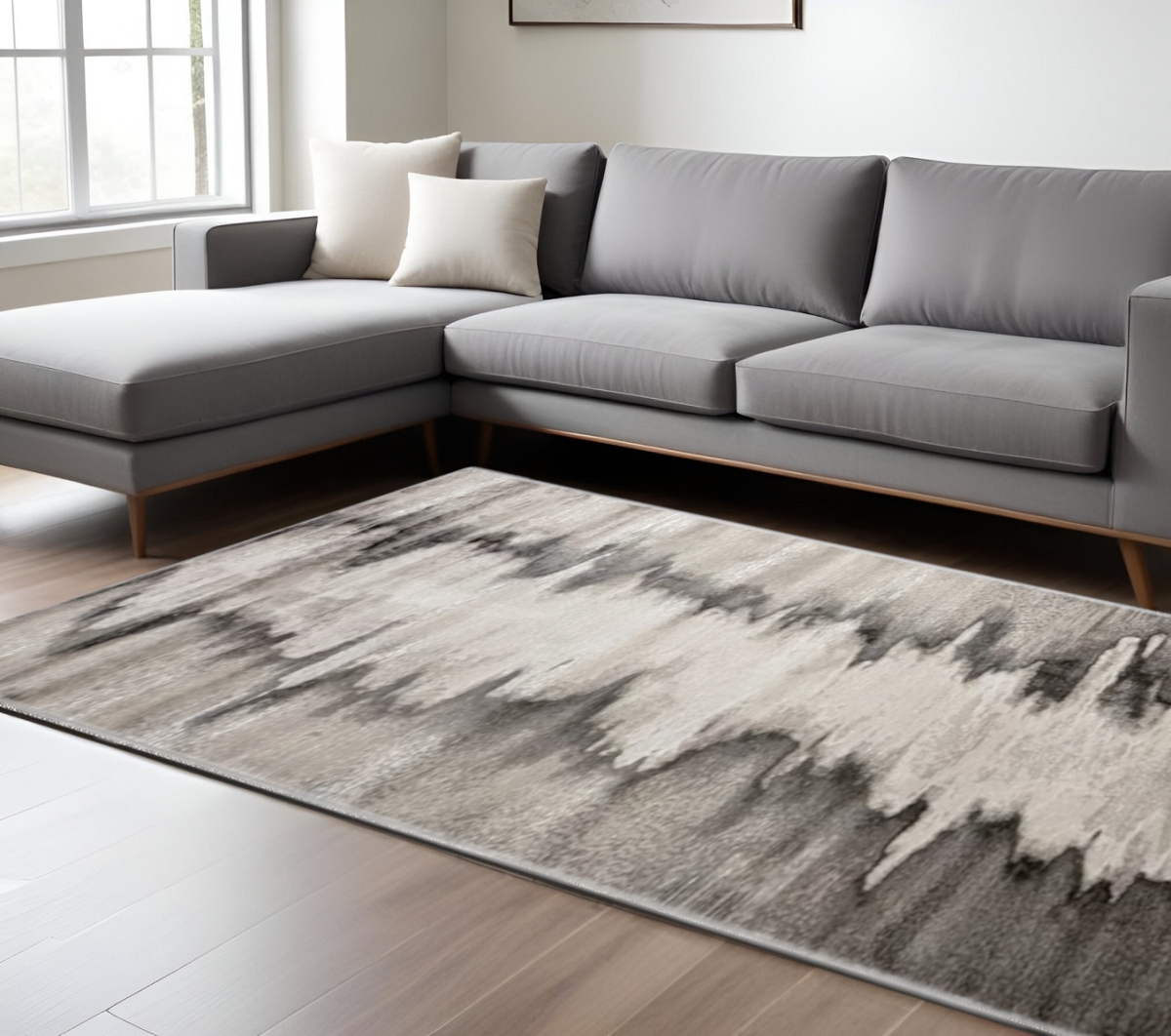 565812 13 x 20 ft. Abstract Power Loom Rectangle Area Rug, Gray, Ivory & Taupe