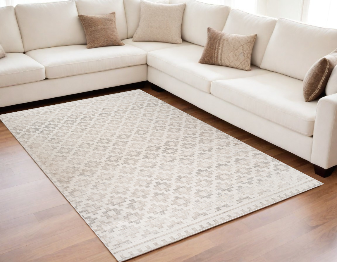 558442 5 x 8 ft. Moroccan Rectangle Area Rug, Cream & Beige