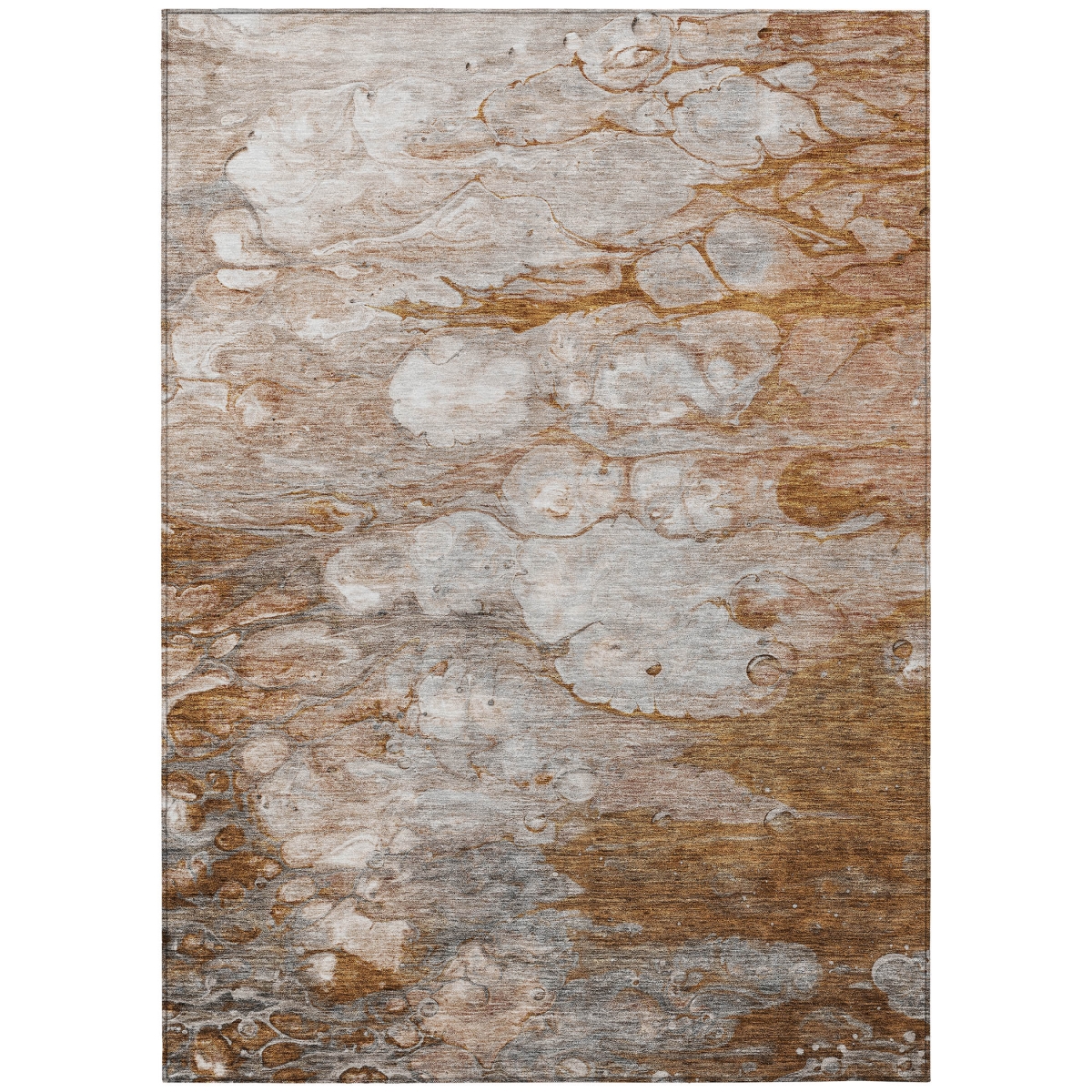 582182 3 x 5 ft. Abstract Washable Indoor & Outdoor Rectangle Area Rug, Terra Cotta, Gray & Silver