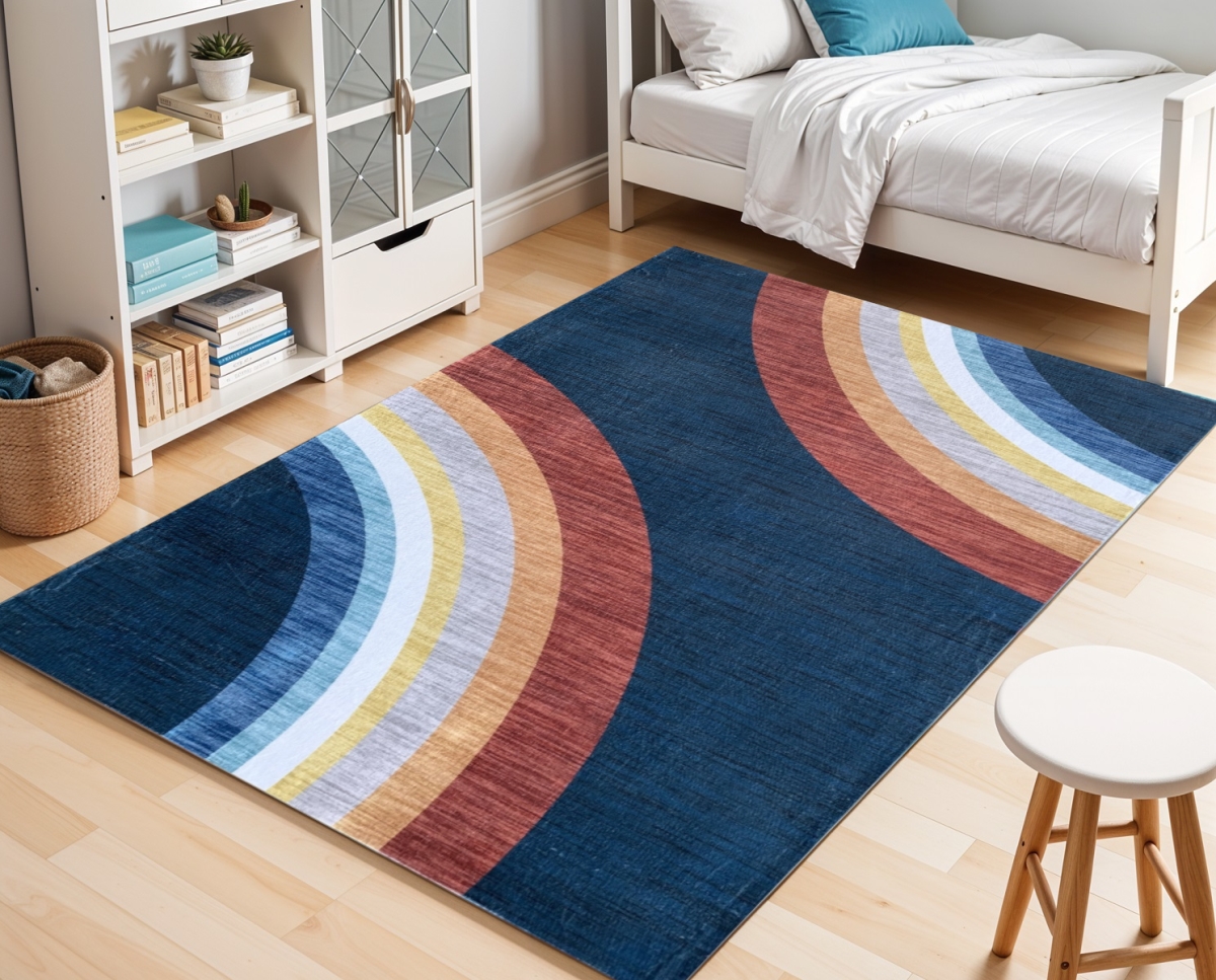 569989 7 x 10 ft. Juvenile Rainbows Youthful Rectangle Area Rug, Red & Orange