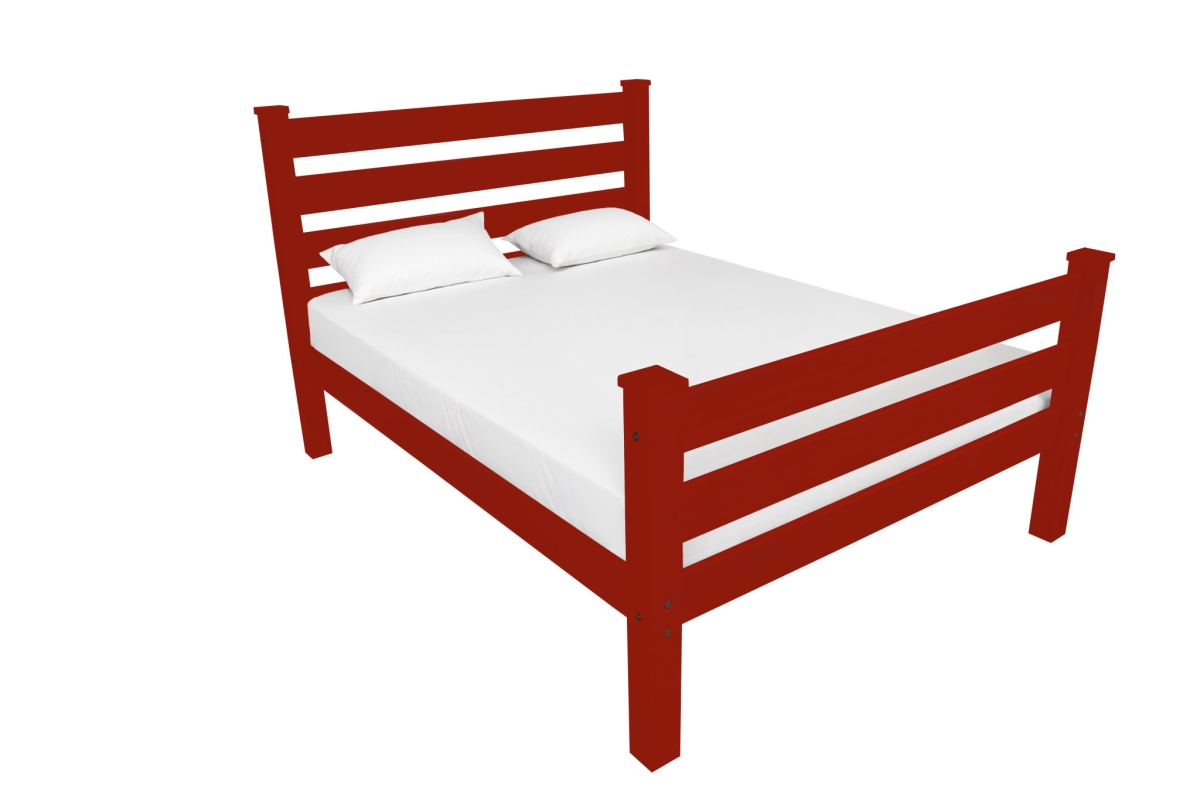 548169 Traditional Red Solid Wood Queen Size Bed Frame, 800 lbs