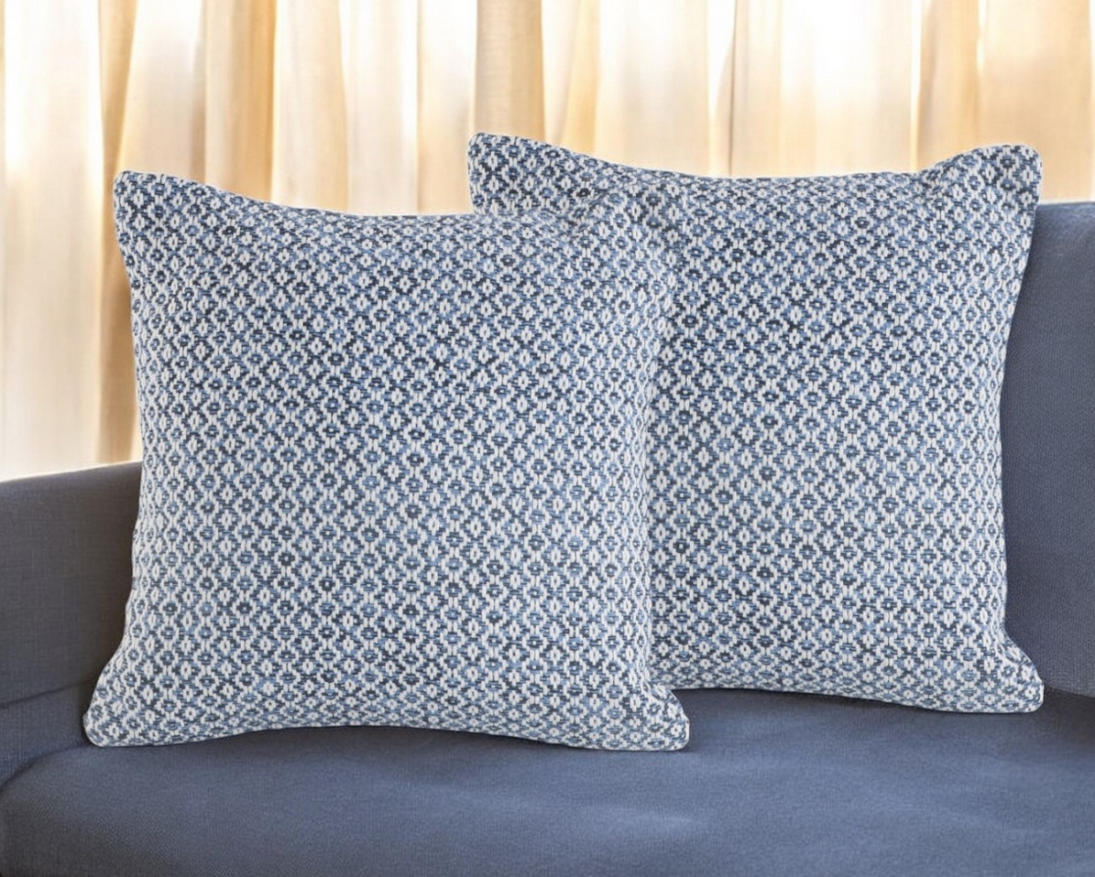 554596 Blue Chevron Cotton Throw Pillow - Set of 2