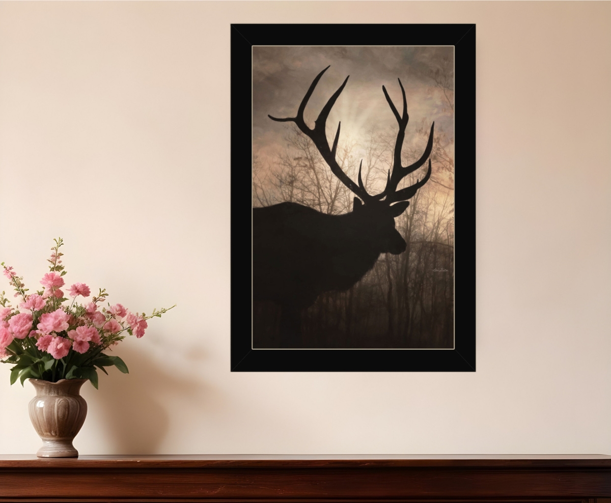 530013 Elk Sunrise Black Framed Print Wall Art