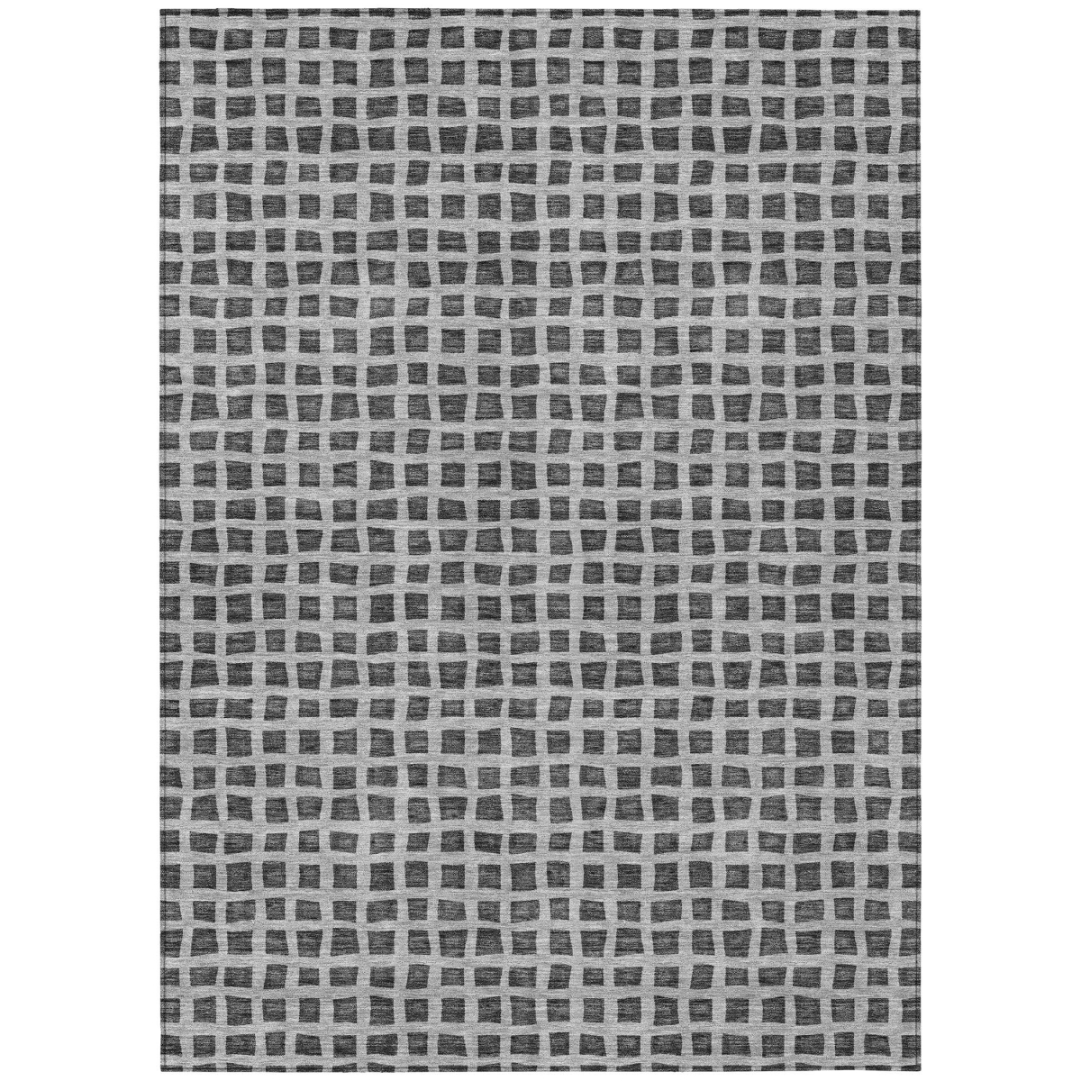583293 10 x 14 ft. Geometric Washable Indoor & Outdoor Rectangle Area Rug, Graphite, Gray & Silver