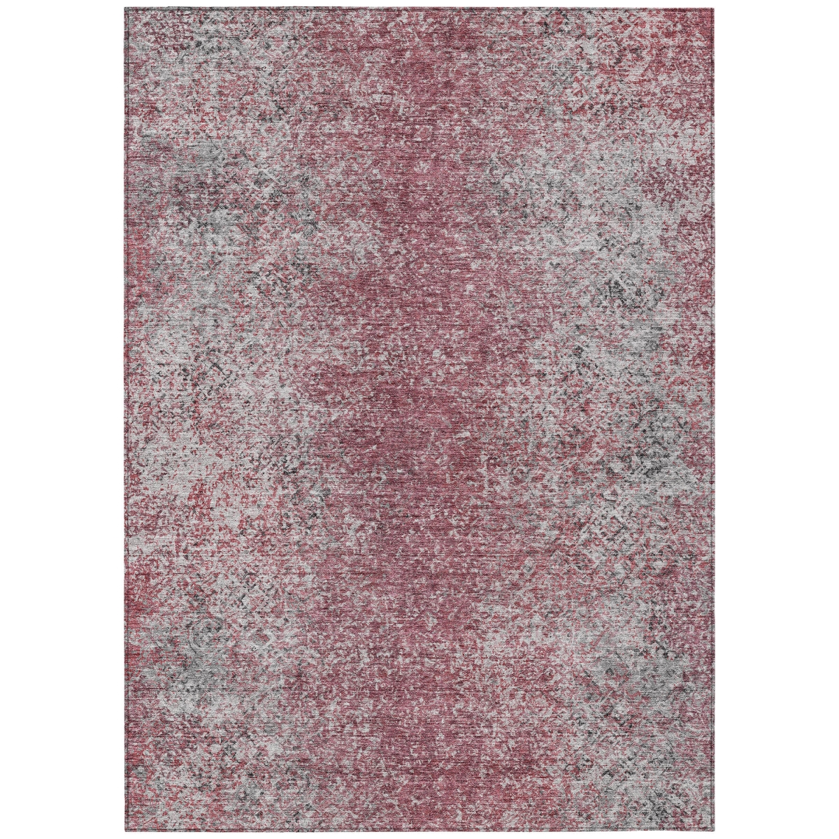 Picture of HomeRoots 588828 3 x 5 ft. Oriental Washable Indoor & Outdoor Rectangle Area Rug&#44; Merlot&#44; Silver & Gray