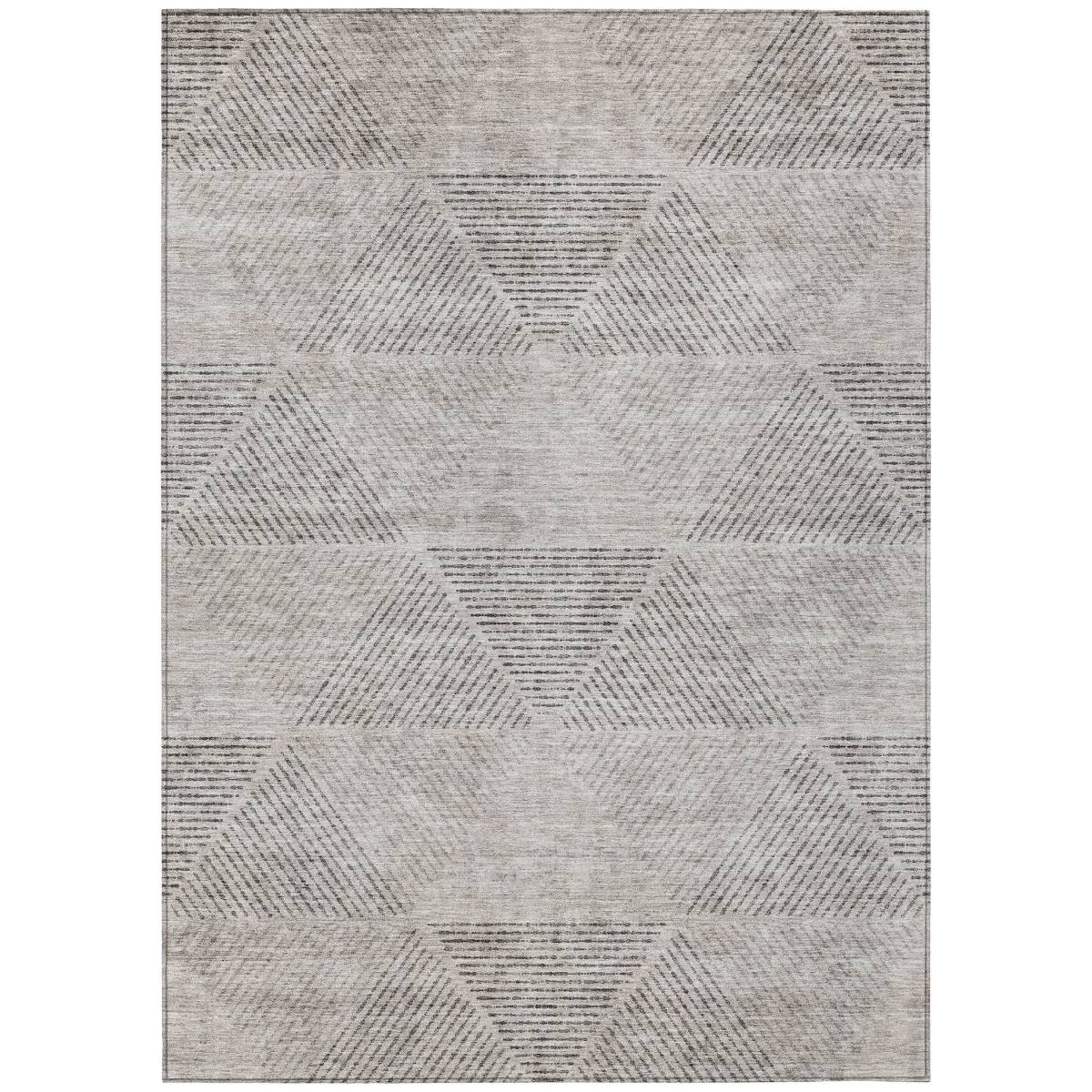 586545 10 x 14 ft. Geometric Washable Indoor & Outdoor Rectangle Area Rug, Taupe, Brown & Ivory