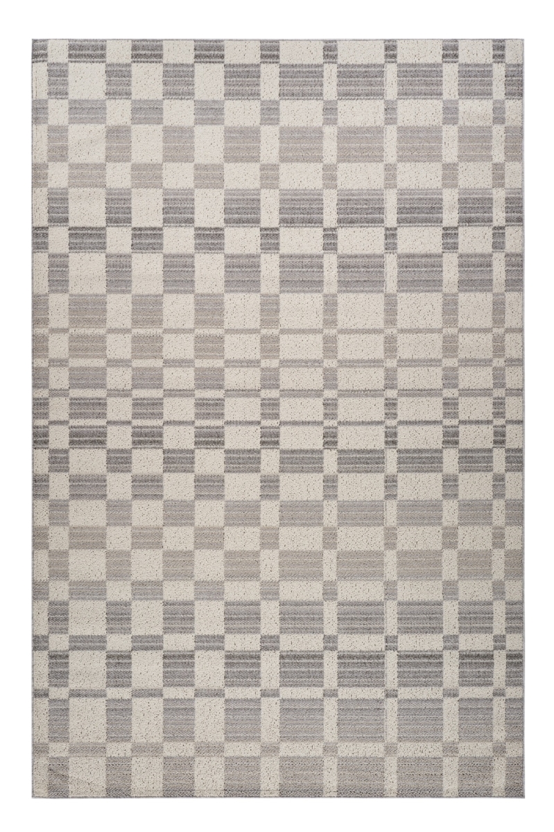 558392 8 x 11 ft. Checkered Distressed Rectangle Area Rug, Gray & Beige
