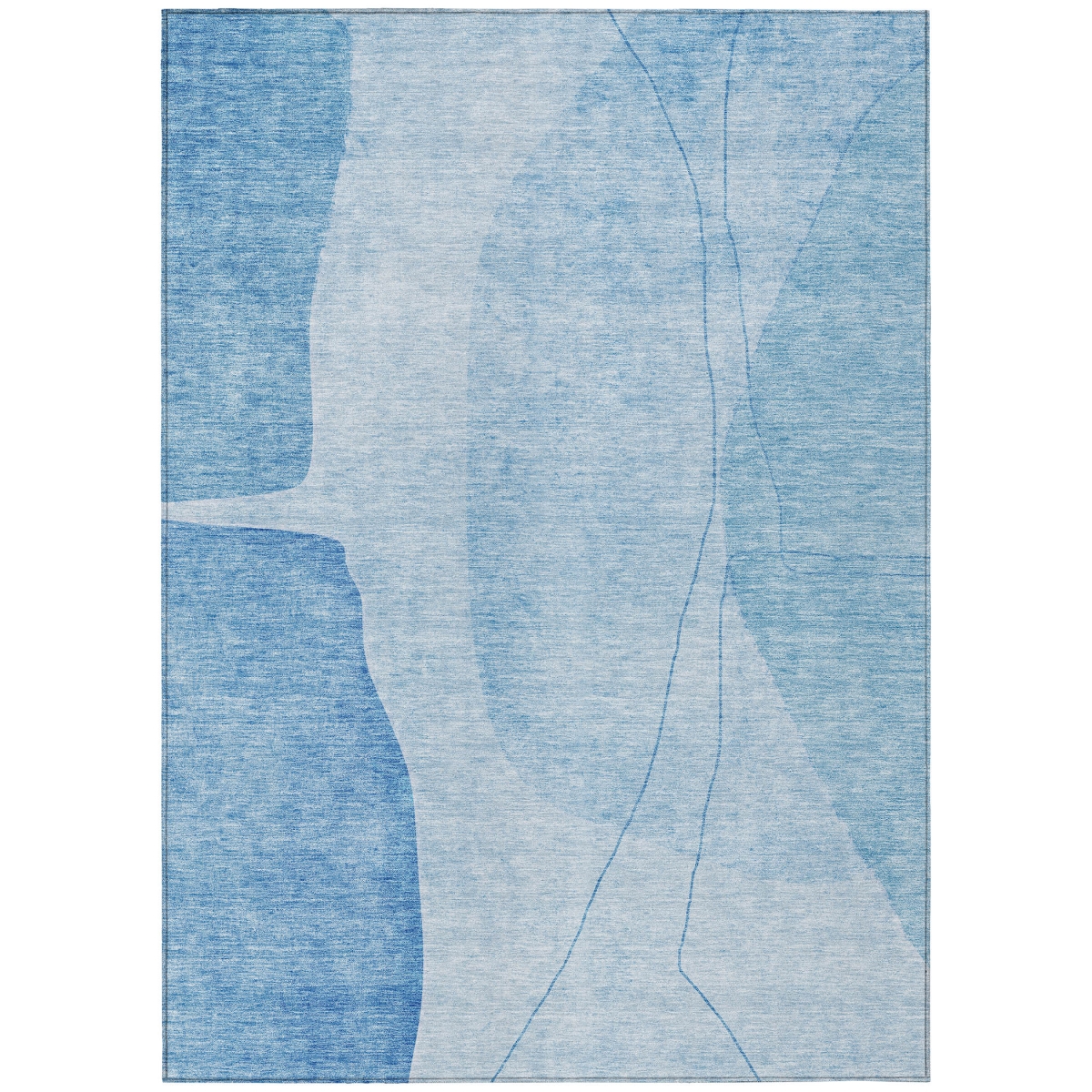 582011 8 x 10 ft. Abstract Washable Indoor & Outdoor Rectangle Area Rug, Denim Blue & Sky Blue