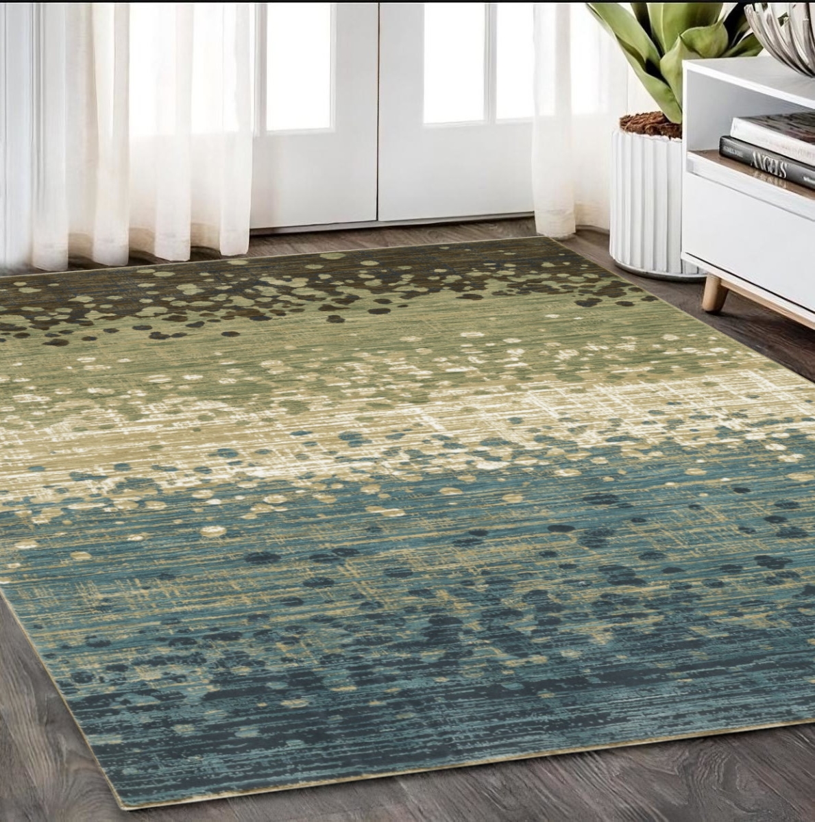 575579 5 x 8 ft. Abstract Rectangle Area Rug, Blue & Brown