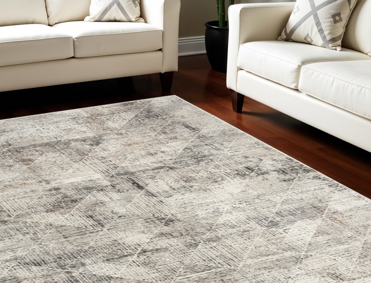 550731 6 x 9 ft. Abstract Non Skid Rectangle Area Rug, Charcoal, Gray & Ivory