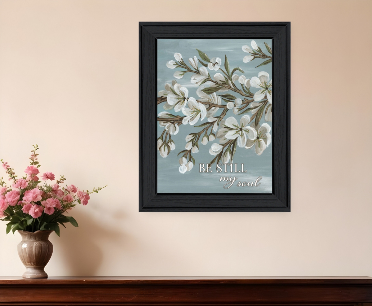 529685 Modern Vertical Spring Be Still Black Framed Print Wall Art