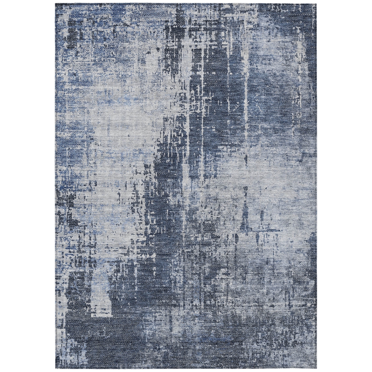 587295 10 x 14 ft. Abstract Washable Indoor & Outdoor Rectangle Area Rug, Navy Blue & Sky Blue