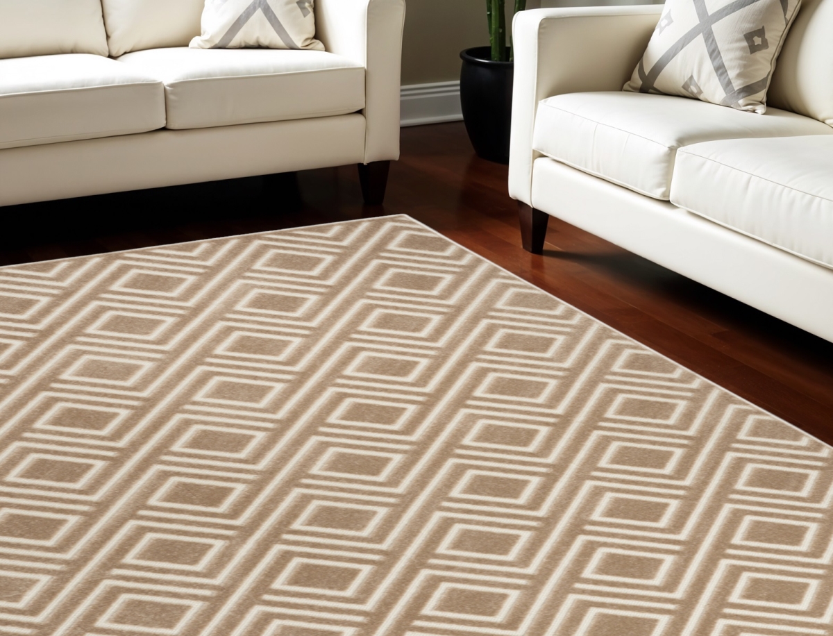 569754 8 x 10 ft. Geometric Rectangle Area Rug, Brown
