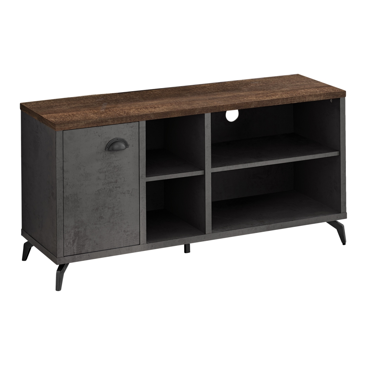 490371 47 in. Brown & Gray Rubberwood Reclaimed Wood Enclosed & Open Storage TV Stand