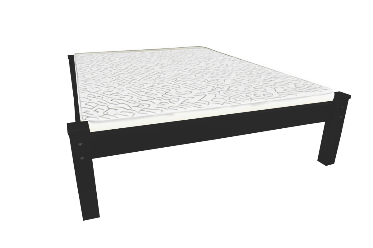 546718 Traditional Black Solid Wood Queen Size Bed Frame