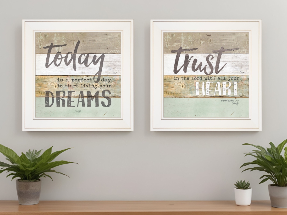 415803 Trusting in the Lord White Framed Print Wall Art - Set of 2
