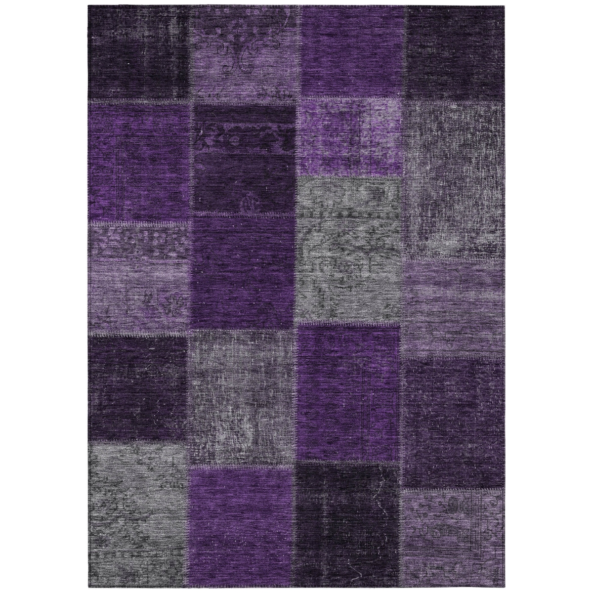 580622 3 x 5 ft. Patchwork Washable Indoor & Outdoor Rectangle Area Rug, Eggplant, Purple & Lilac