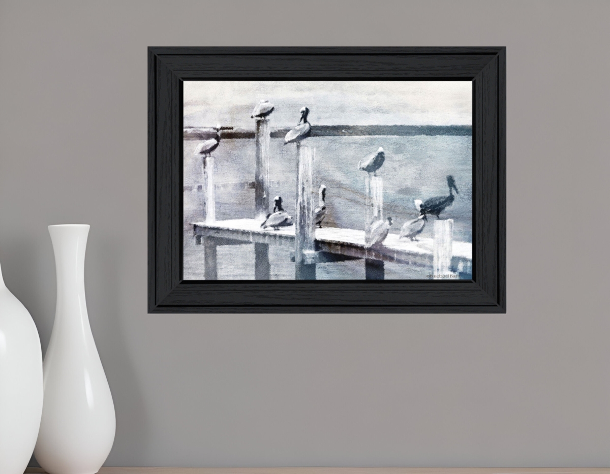 529615 Birds on a Pier Black Framed Print Wall Art