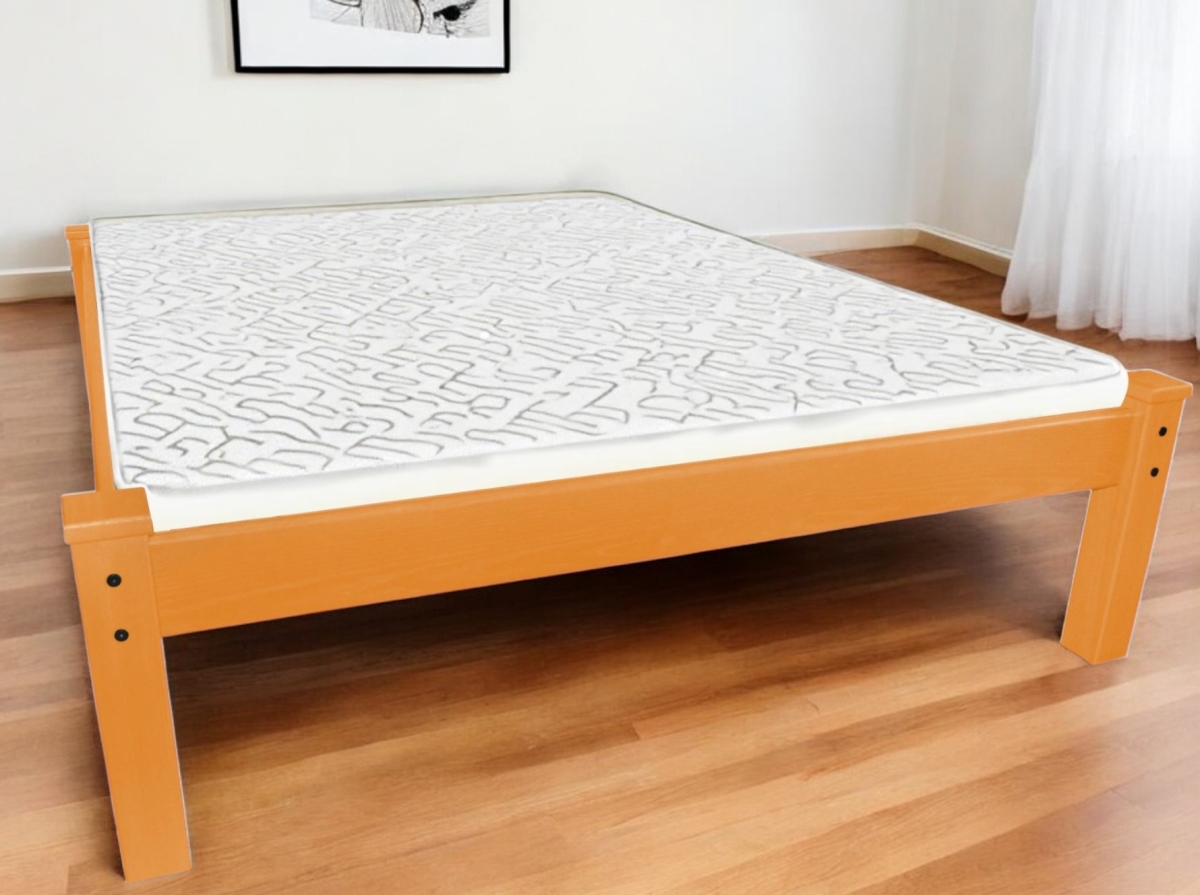 546725 Yellow Solid Wood Queen Size Bed Frame