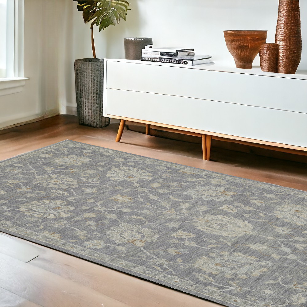 554883 4 x 6 ft. Floral Rectangle Area Rug, Gray & Charcoal
