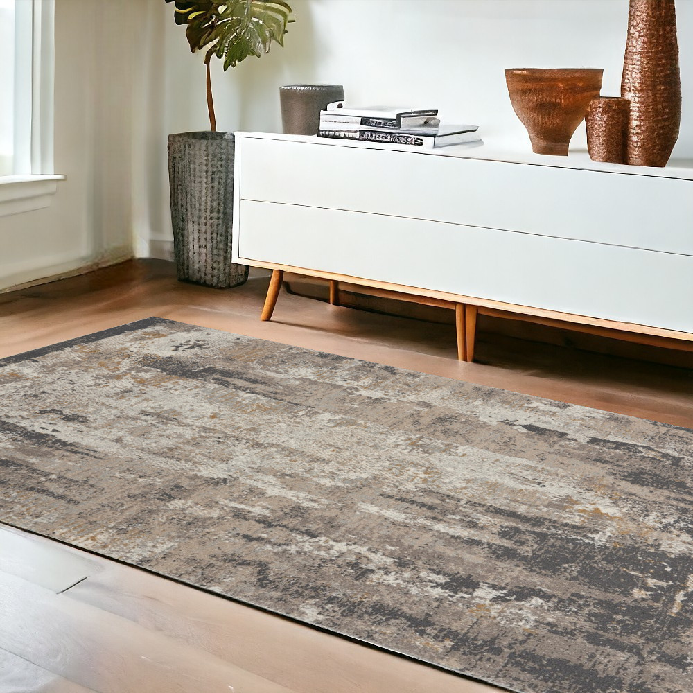 550648 4 x 6 ft. Abstract Rectangle Area Rug, Cream, Black & Gray