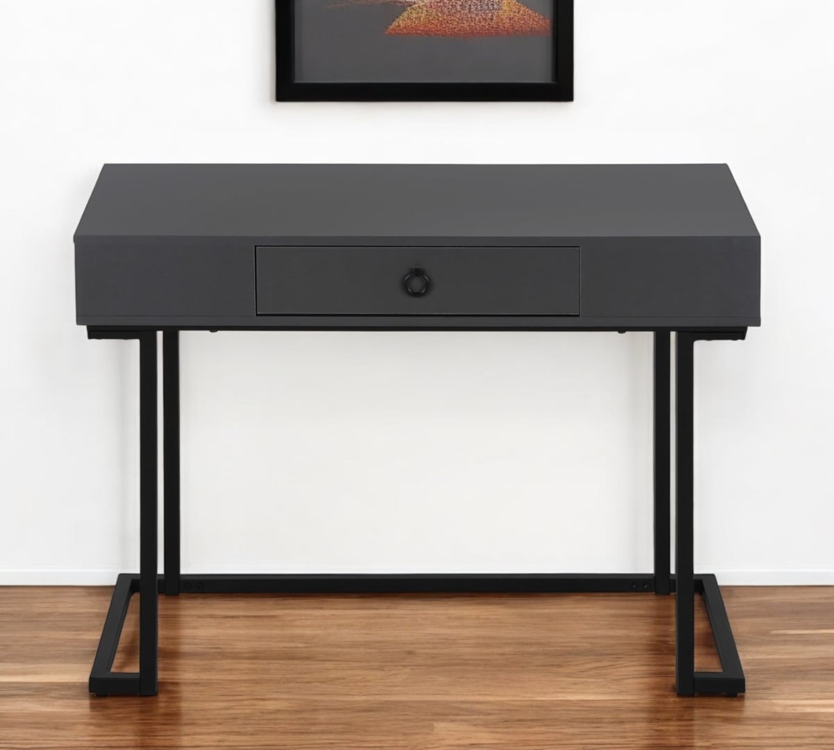 489888 42 in. Gray & Black Wood & Metal Computer Desk