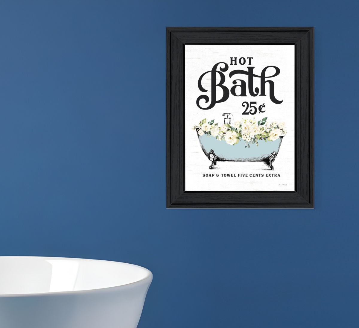 530060 Hot Bath Black Framed Print Bathroom Wall Art